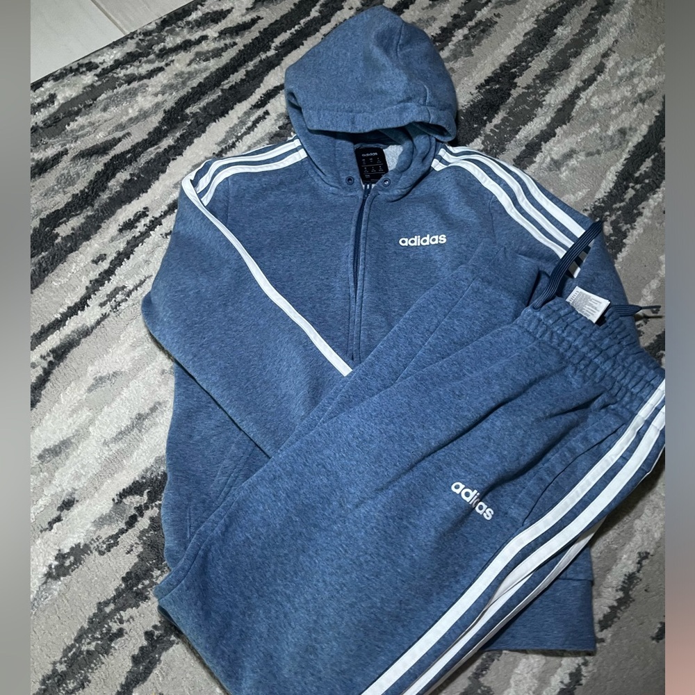 Adidas Blue Tracksuit with White Stripes
